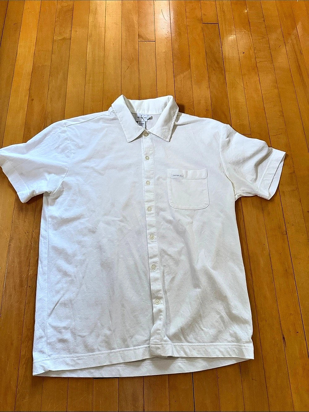 Calvin Klein Jeans Men's Polo Shirt in White Size men’s Large